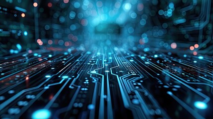 The computer's journey through time in a circuitry-infused timeline
