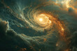 Spiral galaxy in space. Background image. Created with Generative AI technology