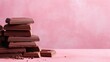 © brillianata - Dark chocolate on pink background. Side view