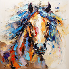 Wall Mural - colorful oil paintings. close-up horse art. colorful art. brush stroke backgrounds. eye, animal, horse, dog, cat, whale drawings and paintings. high quality painting samples backgrounds. wallpaper.  