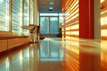 Canvas Print - Hospital room with a chair and a window. Suitable for medical and healthcare concepts