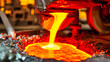 Industrial Steel Production: Fire, Heat, and Sparks in a Factory Specializing in Metal Foundry