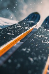 Sticker - Skis resting on a snowy ground, perfect for winter sports and outdoor activities