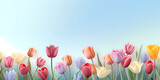 Fototapeta Tulipany - Color spring tulips background - Seasons design