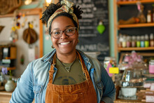 Portrait Of Smiling African American Female Owner Of Coffee Shop
