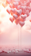 Wall Mural - Pink hearts background with lights, sparkles and bokeh. Valentine's Day card