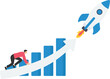 © Arslan Haider - Exponential growth or compound interest, investment, wealth or earning rising up graph, business sales or profit increase concept, financial report graph with exponential arrow from flying rocket