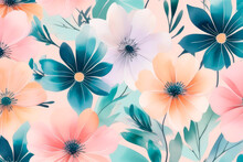 Watercolour Floral Seamless Pattern With Spring Flowers.