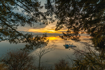 Sunset over the Liptovska Mara reservoir, Slovakia.