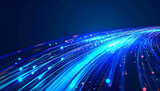 Fototapeta Przestrzenne - 
Blue Light Streak Fiber Optic Speed Line Futuristic Background