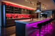 Contemporary kitchen featuring vibrant LED lights. Imaginative visualization. Generative AI