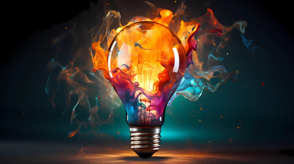  creative light bulb exploding with colorful paint is a powerful symbol of innovation