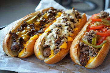 Wall Mural - Closeup of a philly cheesesteak