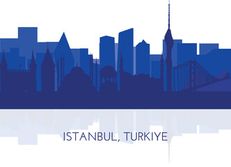 Wall Mural - Istanbul, Turkiye skyline, silhouette. This illustration represents the country with its most notable buildings. Vector is fully editable, every object is holistic and movable
