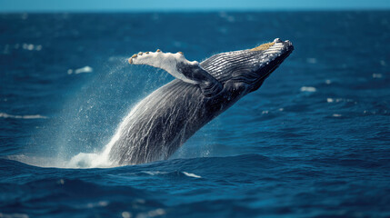 Sticker - Humpback Whale Breaching in Blue Waters