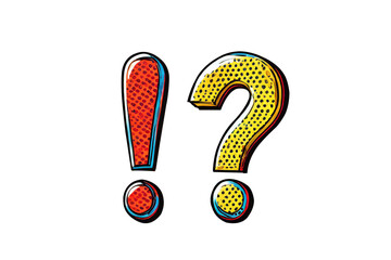Wall Mural - comic question mark and exclamation mark in pop art style design on white background