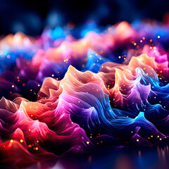 Wall Mural - Wave of bright particles. Sound and music visualization