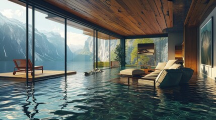 Sticker - Swimming pool in a modern house