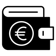 Poster - wallet Euro solid glyph icon