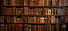 Old Books On Wooden Shelf Generated AI