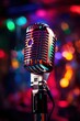 © Маргарита Вайс - vertical image stylish old retro microphone on multicolored bright bokeh background