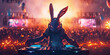 Techno easter bunny making musik, DJ, Dance