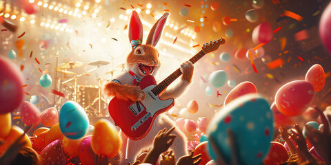 Easter bunny rockstar, music, fun