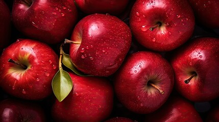 Background apples in red closeup