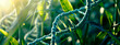 © Erik - DNA on a background of green plant leaves. Selective focus.