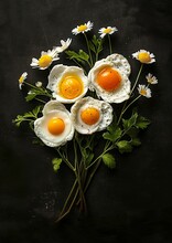 Creativ Illustration Of A Bouquet Made Of Mirror Eggs