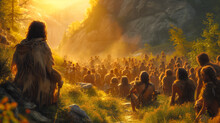 Witness The Magic Of Cultural Unity As Neanderthals And Humans Gather For A Ceremonial Moment, Immersing Themselves In Shared Spiritual Practices That Echo Through The Ages