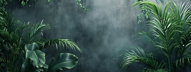 Wall Mural - tropical forest in the rain