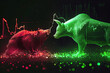 Bull vs Bear Financial Stock Market with Graph Background