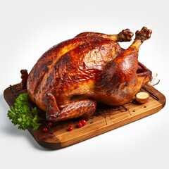 Wall Mural - Whole fried cooked chicken turkey recipe picture Ai generated art