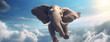 Leinwandbild Motiv Elephant Flying in the Clouds