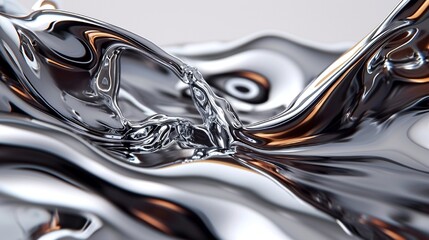 Wall Mural - Hyper-realistic simulation of liquid metal flowing into abstract shapes