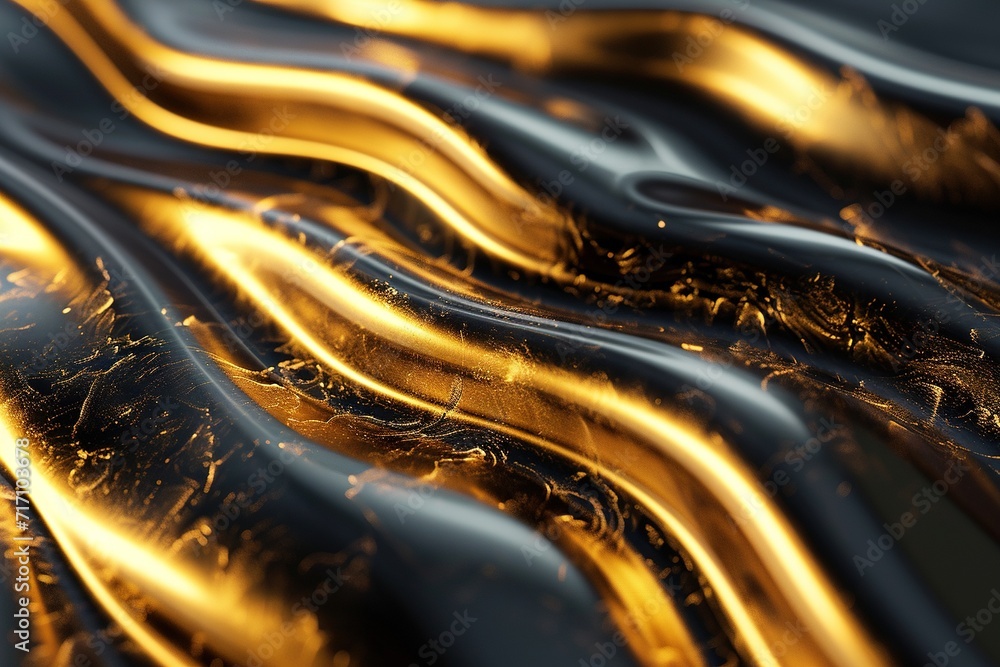 Abstract black and gold liquid with gold paint with a mesmerizing map ...