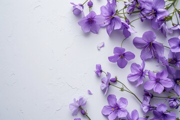 Canvas Print - A beautiful bunch of purple flowers arranged on a clean white surface. Perfect for adding a touch of elegance to any project or design