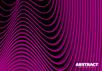 Wall Mural - Abstract vector background with 3D stripes in the form of pink waves. Awesome modern design template.