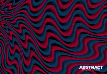 Sticker - Abstract vector background with 3D stripes in the form of red and blue flows. Fantastic modern design template.