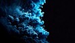 Ethereal Blue Smoke Border on Black Background - Wide Screen Room for Text