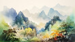 Mountain scenery in China. AI Generated