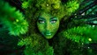 © coffeee - mulher feita de plantas verdes da floresta vista de cima, mãe natureza
