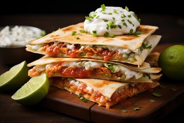 Authentic mexican quesadillas. savory and tempting traditional dishes with mouthwatering flavors