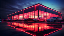 A Photo Of A Red Car Parked In A Parking Lot Ai Generative