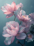 Fototapeta Kwiaty - pink and blue flowers,  lotus flower, pink water lily