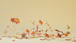 © RocknRoller Studios - Seasonal Background with Autumn Leaves blowing in the wind. Cream Banner with copy-space.