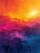 Sunset Blaze: Textured Abstract Painting Evoking a Vibrant Sunset with Rich Orange and Pink Hues