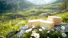 Hard Cheese On The Background Of Nature Close-up