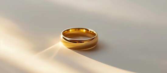 Wall Mural - Close-up of a gold ring on a plain background.